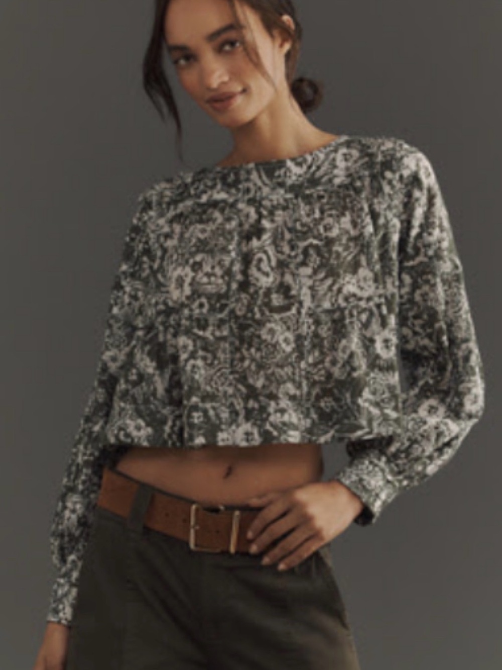 Anthropologie Black & White Floral Off-Shoulder Blouse